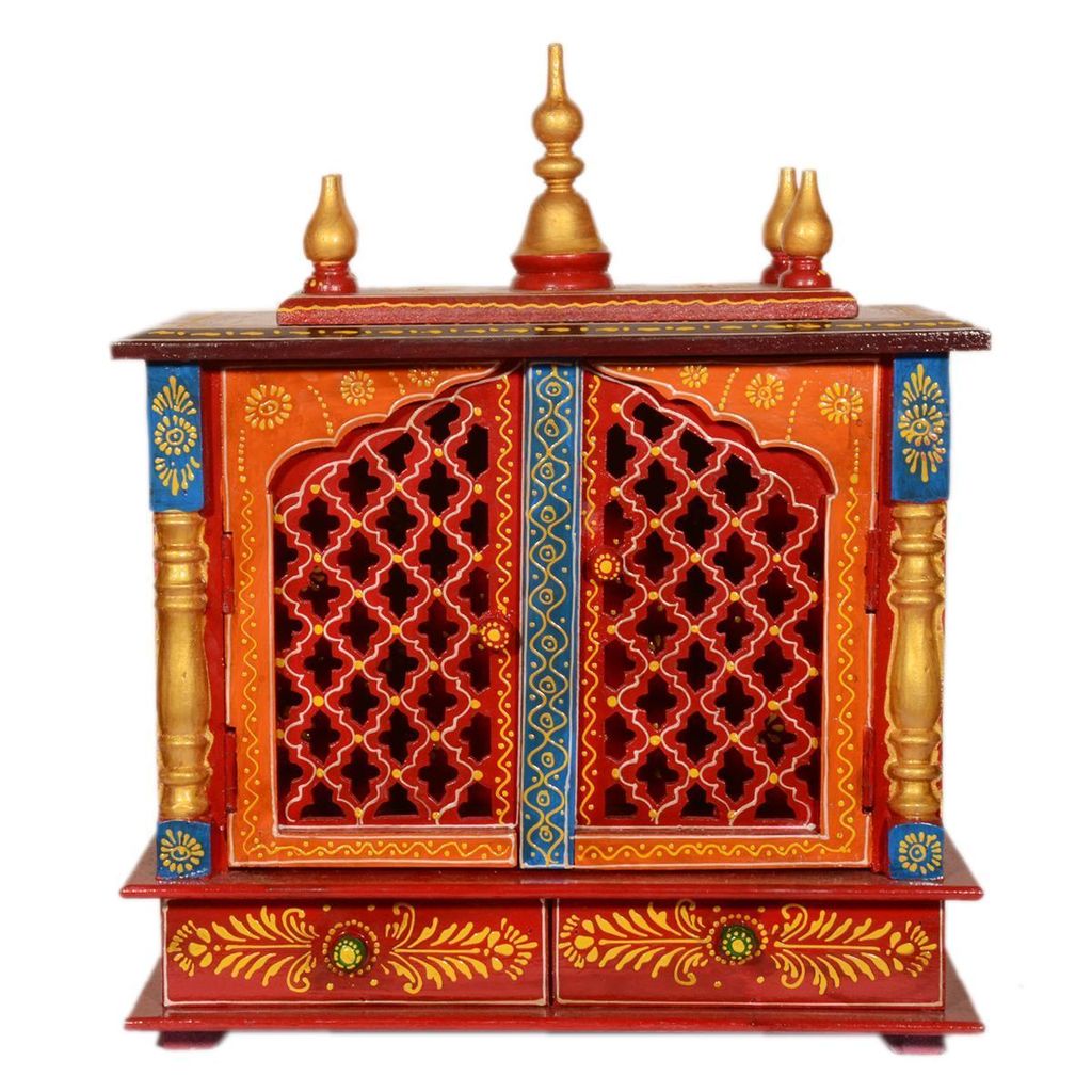 Wooden haind painted Tample With Drawer and Gate view 2