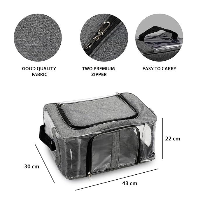 Panchhi Store Storage Box and Organiser 31 Liter Cloth Storage Organiser Moisture Proof Wardrobe Organizer for Storage with Zipper and Handle for Clothes, Blanket, Saree, Suit, Toys Pack of view 2