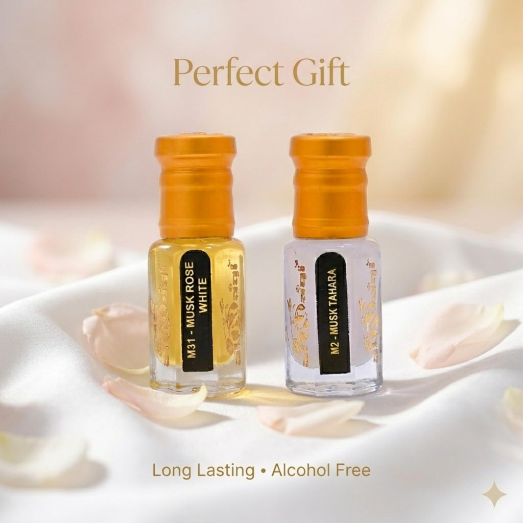 alnaqi fragrances Musk Tahara & White Rose Attar Combo (6ml x 2) - Pure White Musk & Floral Rose Perfume Oil, Alcohol-Free Long-Lasting Concentrated Ittar for Men & Women, Premium Gift Pack view 2