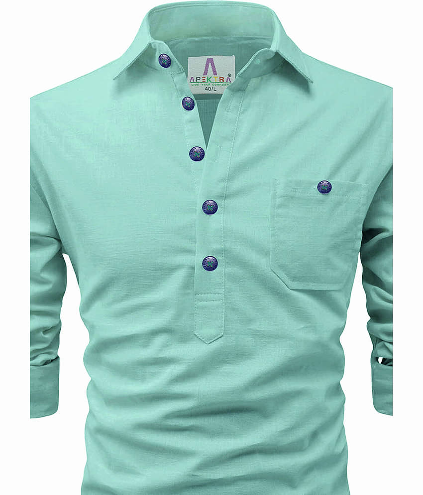 Apektra Peach Cotton Men's Shirt Style Kurta ( Pack of 1 ) view 2