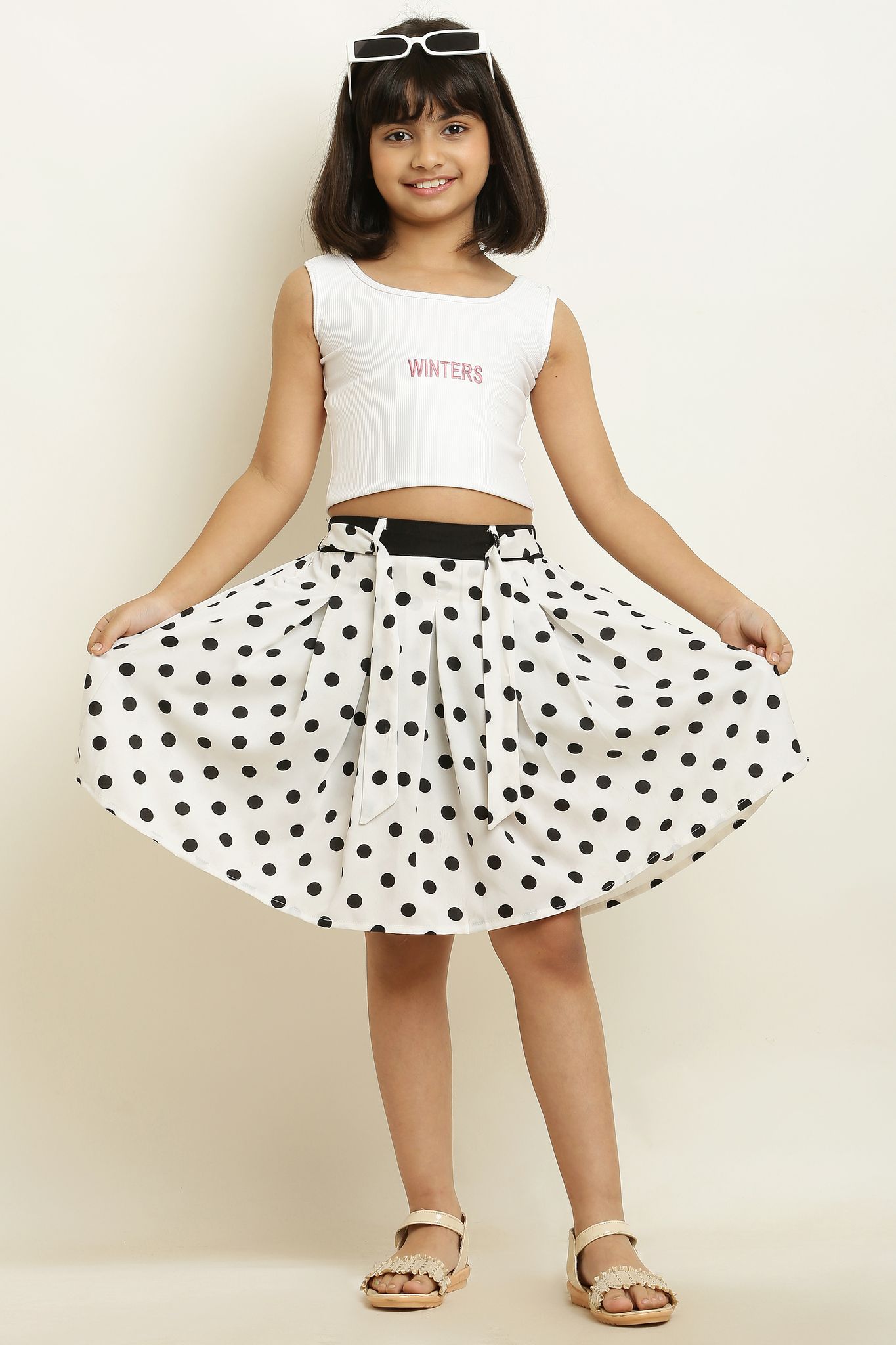 Cute Fancy Kids Girls Pair Skirt White & Red For Girls. view 2