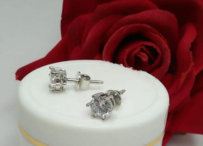 Trendy Fashion Diamond Studded Stainless Steel Stud Earrings for Men and Boys & Girls(1 Piece) view 2