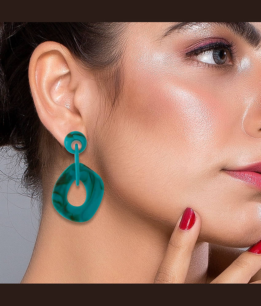 Silver Shine Elegant Ocean Blue Designer Partywear Earring For Girls And Women Jewellery view 2