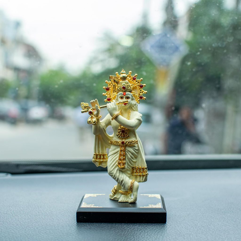 Craftlayout Resin Krishna Statue, Golden 4 Inch view 2