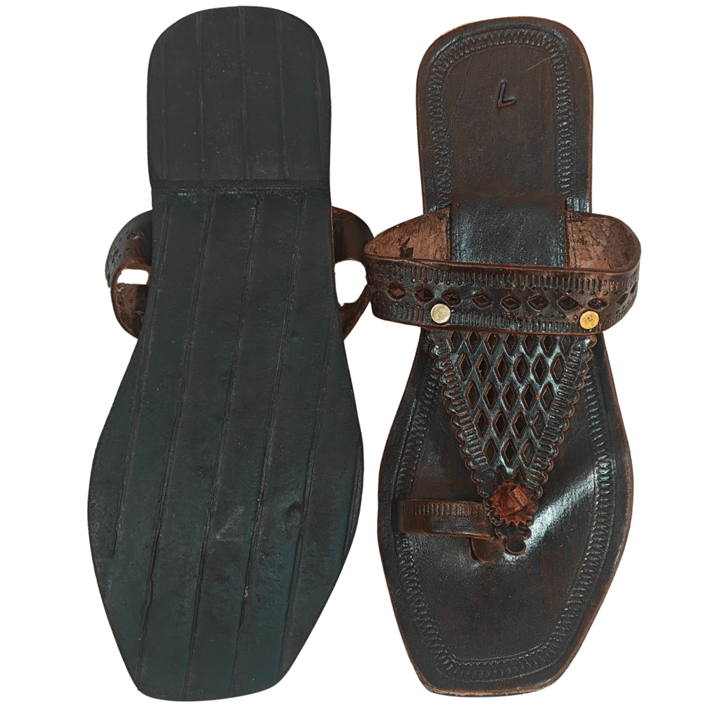 Genuine Leather Kolhapuri Chappal - Hill Jaripuda Black (Female) view 2