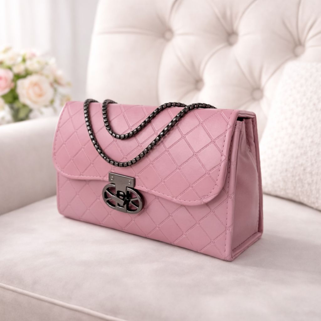 Quilted Design Sling Bag For Women | Chain Strap | Trendy Shoulder Bag