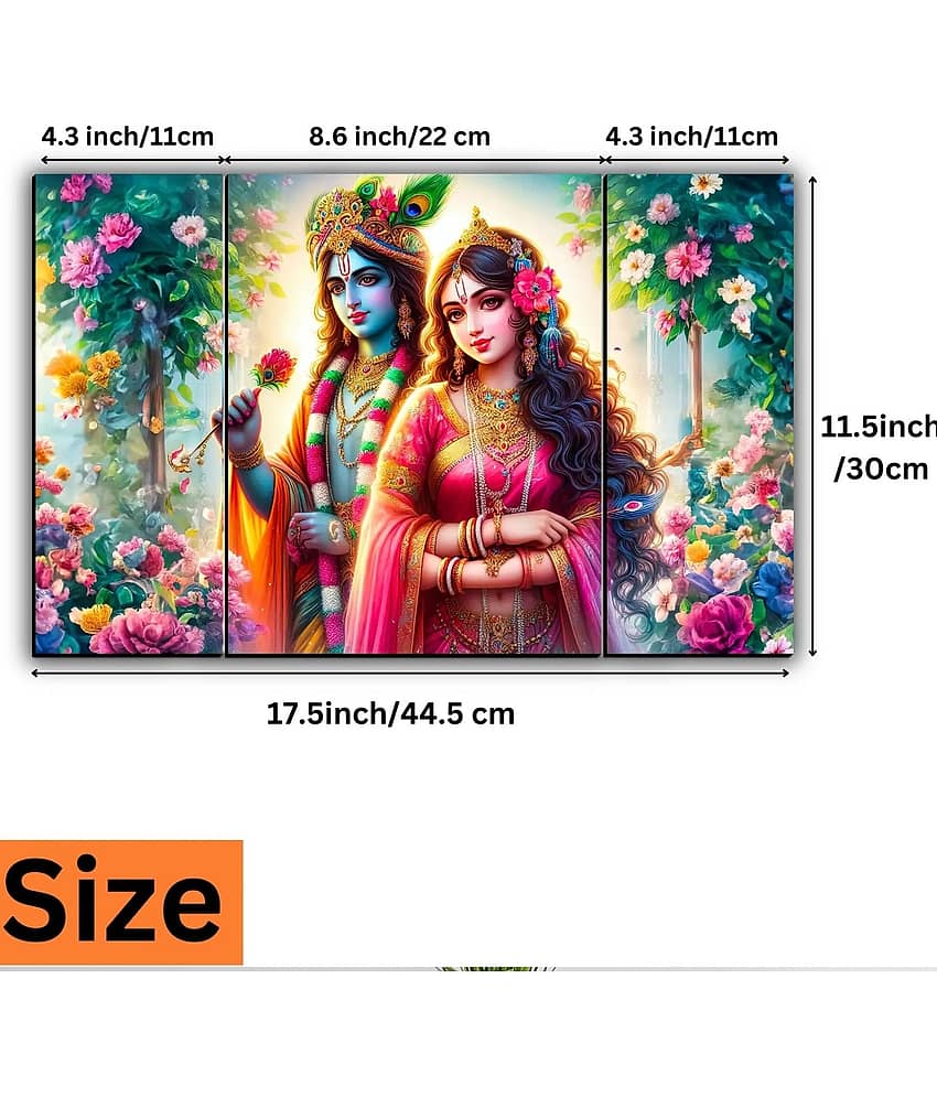 SNDArt Set Of 3 Radha Krishna Wall Paintings For Wall Decor Gift Items 12 x 18 inch view 2