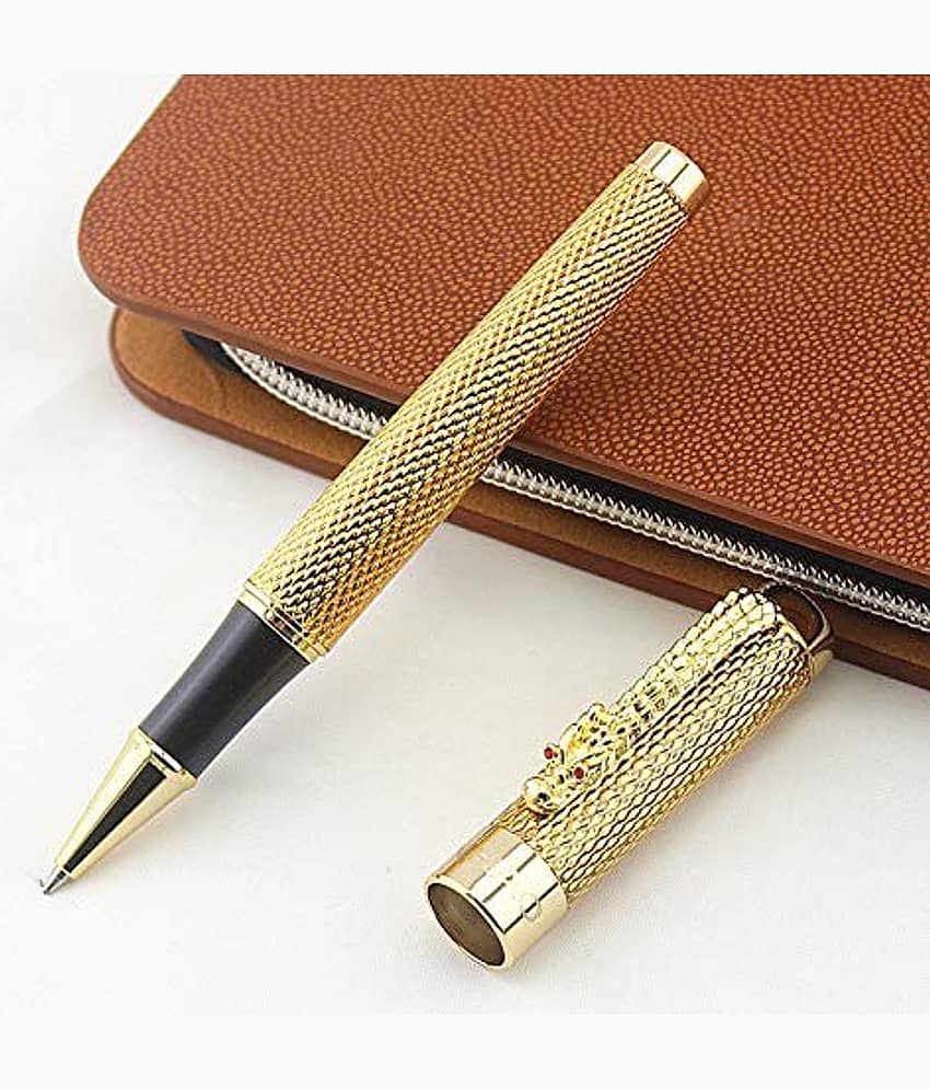Hayman Jinhao 1200 Golden Dragon Carved Roller Ball Pen With Box(P-16)