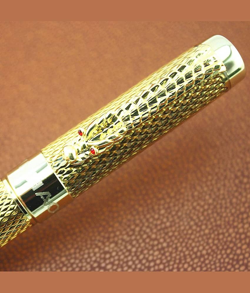 Hayman Jinhao 1200 Golden Dragon Carved Roller Ball Pen With Box(P-16) view 2