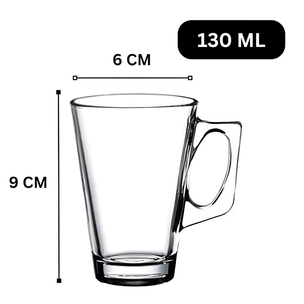 130 ML Glass Tea Cup Long Tea and Coffee Cup for Multi-Purpose use Tea, Coffee, Milk, Cold Drink Home & Office Use view 2