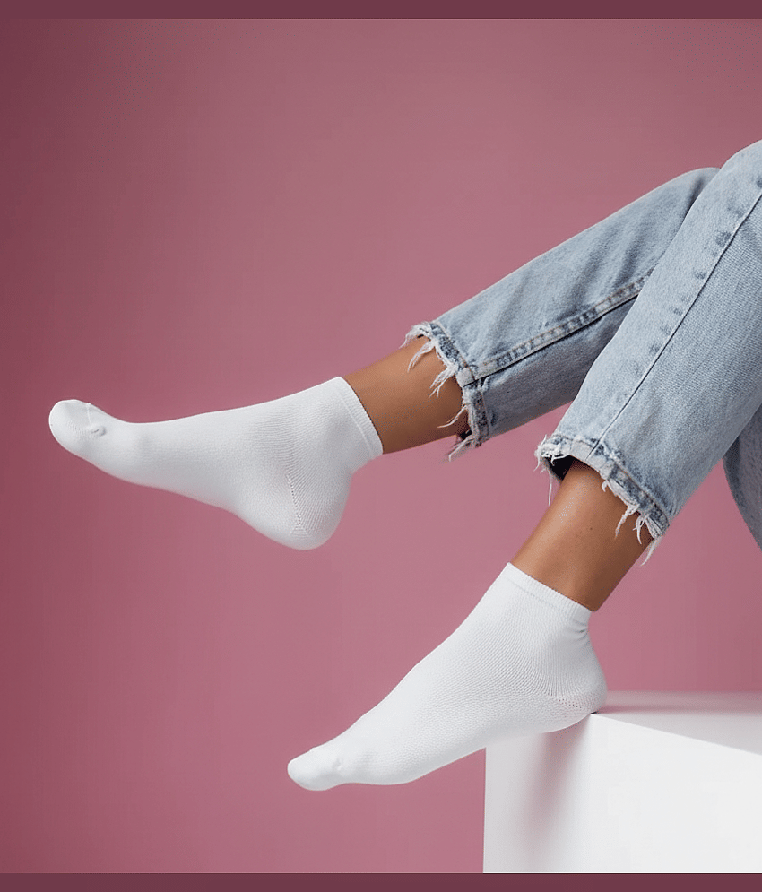 Bolax Pack of 10 Men's Cotton Blend Ankle Length Socks ( White ) view 2
