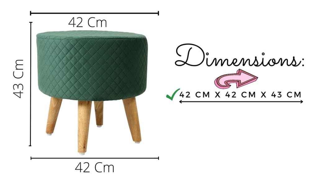Shadowkart Ottoman Pouffes Sitting Mudda Puffy Stool for Living Room Dressing Table Pouf Round Footstool for Office Home Decor, Check Holland Velvet ,16x16x17 Inch view 2