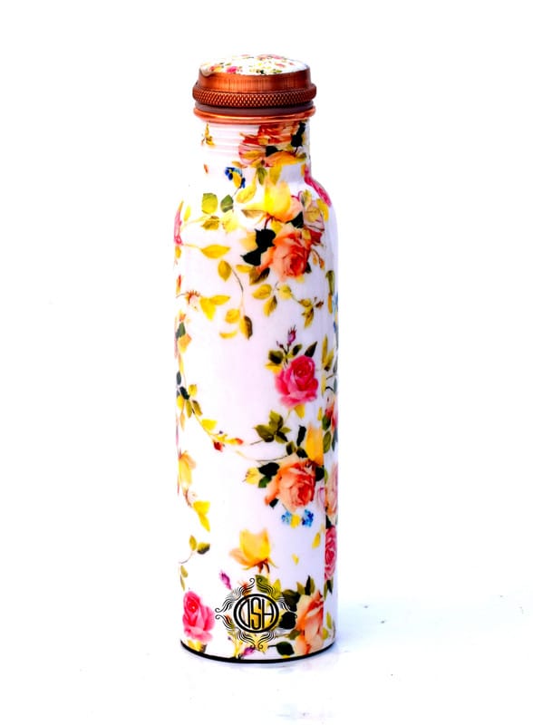 Copper Bottles for Printed with Art Work, Travelling Purpose Bottles, Yoga Ayurveda Healing, 950 ML (Design SM 14) view 2