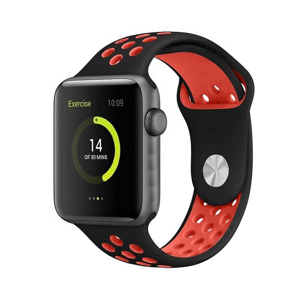 Exelent Sports Band Soft Silicone Sport Wristband Compatible with Watch Bands 42mm 44mm & 45mm Soft Silicone Strap Black & Red view 2