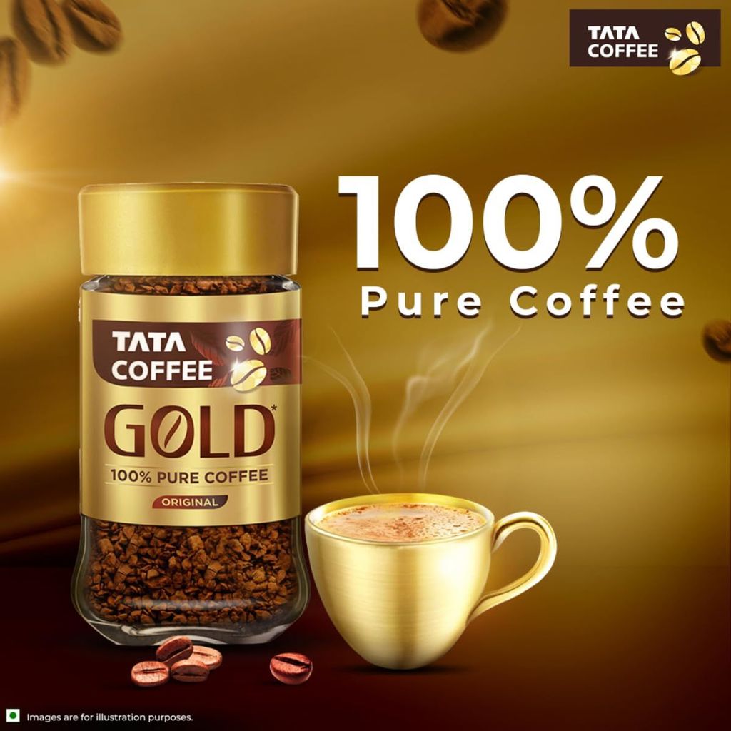 Tata Coffee Gold Original, Instant & Pure Coffee Jar, 50g, Freeze-Dried, Rich & Strong, Specially Sourced Robusta and Arabica bean view 2