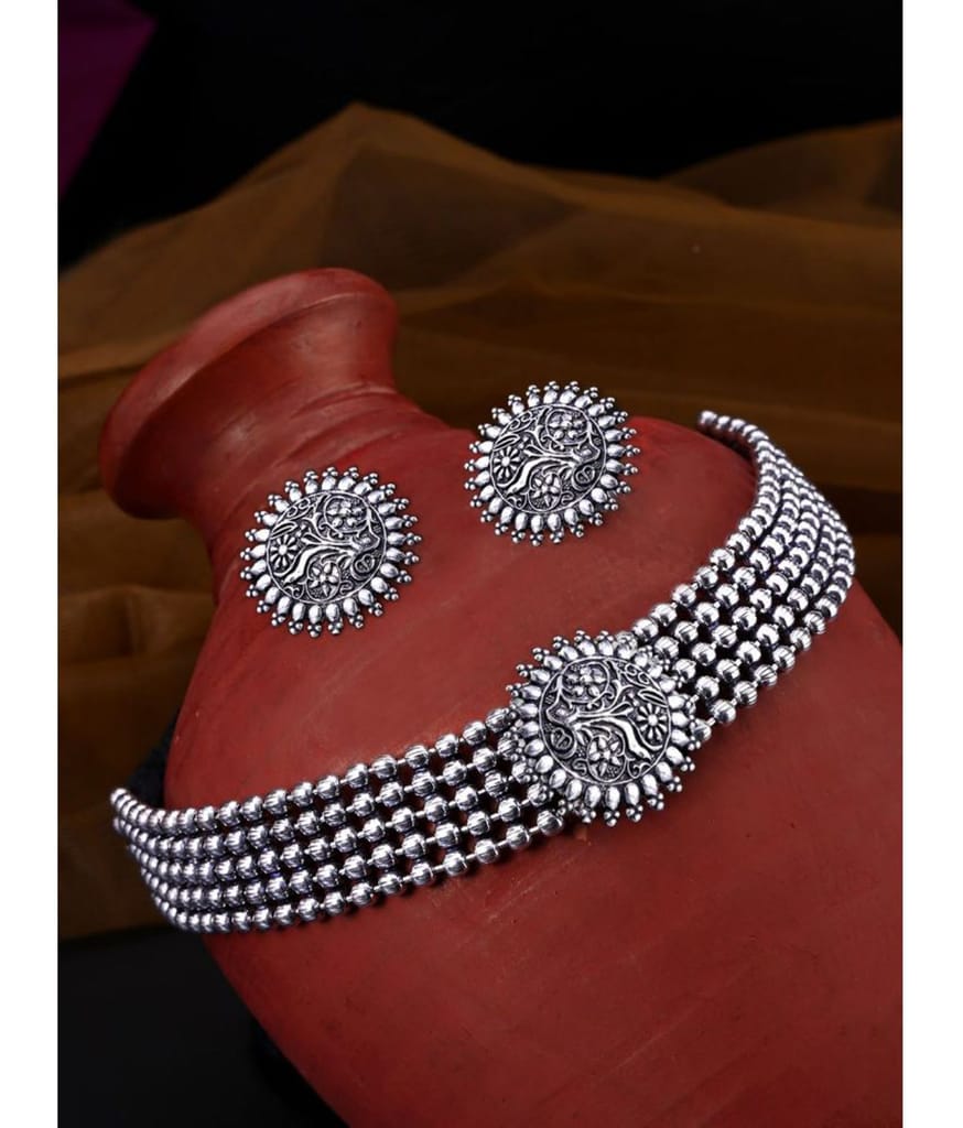 Pujvi Fashions Meenakari Round Choker Necklac set view 2