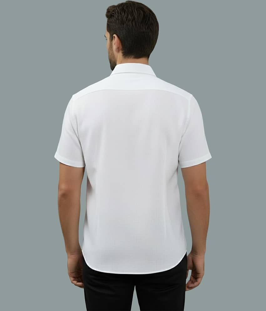 UNI VIBE Cotton Blend Slim Fit Solids Half Sleeves Men's Casual Shirt - White ( Pack of 1 ) view 2