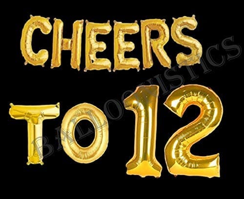Balloonistics Cheers to Twelve Foil Balloon Combo Number 12 Foil Balloon for Birthday and Anniversary view 2