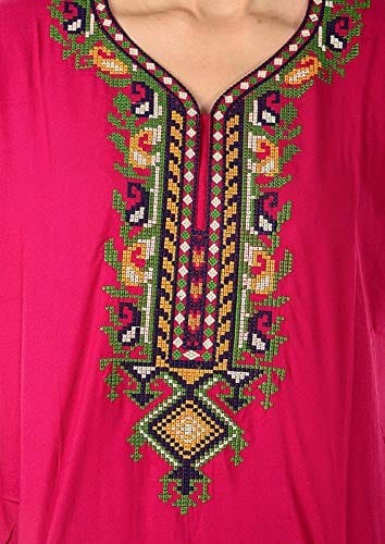 Valencia Cotton LizzyBizzy Embroidery Nighty Nightwear Maxi Nightgown Plain Pink view 2