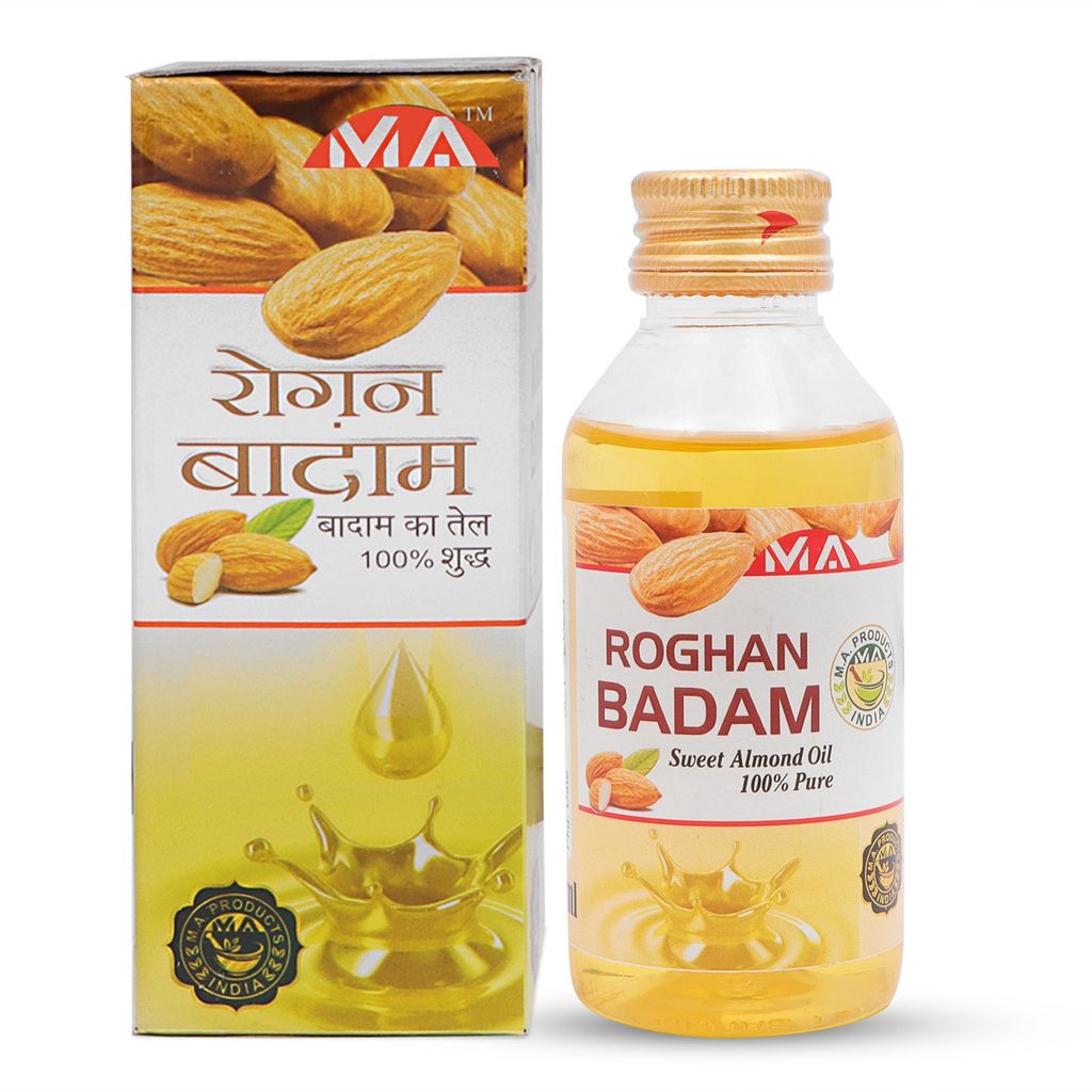 Raughan-e-Badam Shireen Sweet Almond Oil (100ml) is a natural almond oil that nourishes body, skin, and hair while enhancing memory, relieving constipation, and supporting muscle strength. view 2
