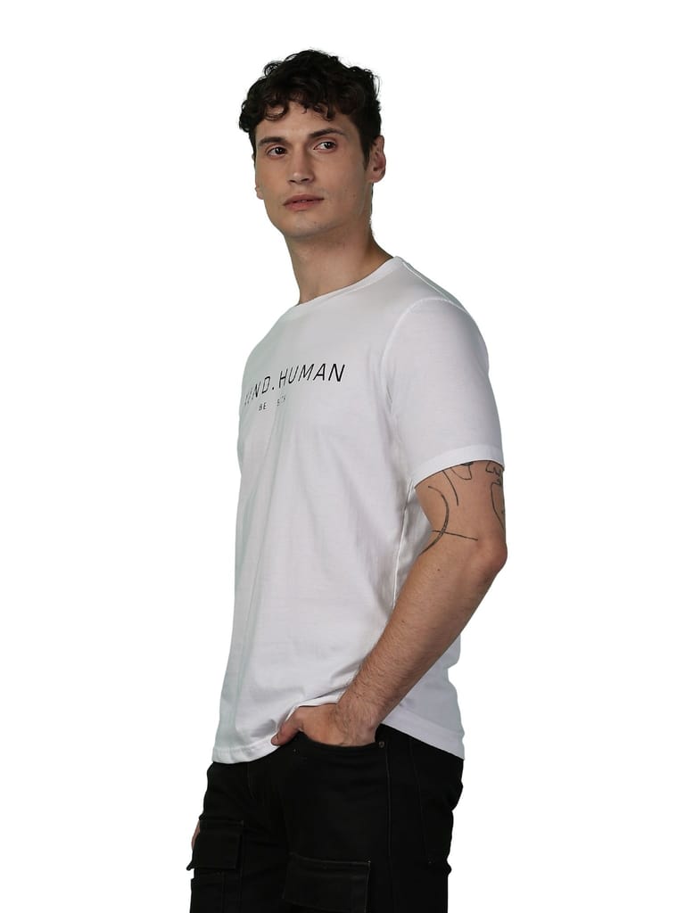 Cotton White Kind Human T-Shirt view 2
