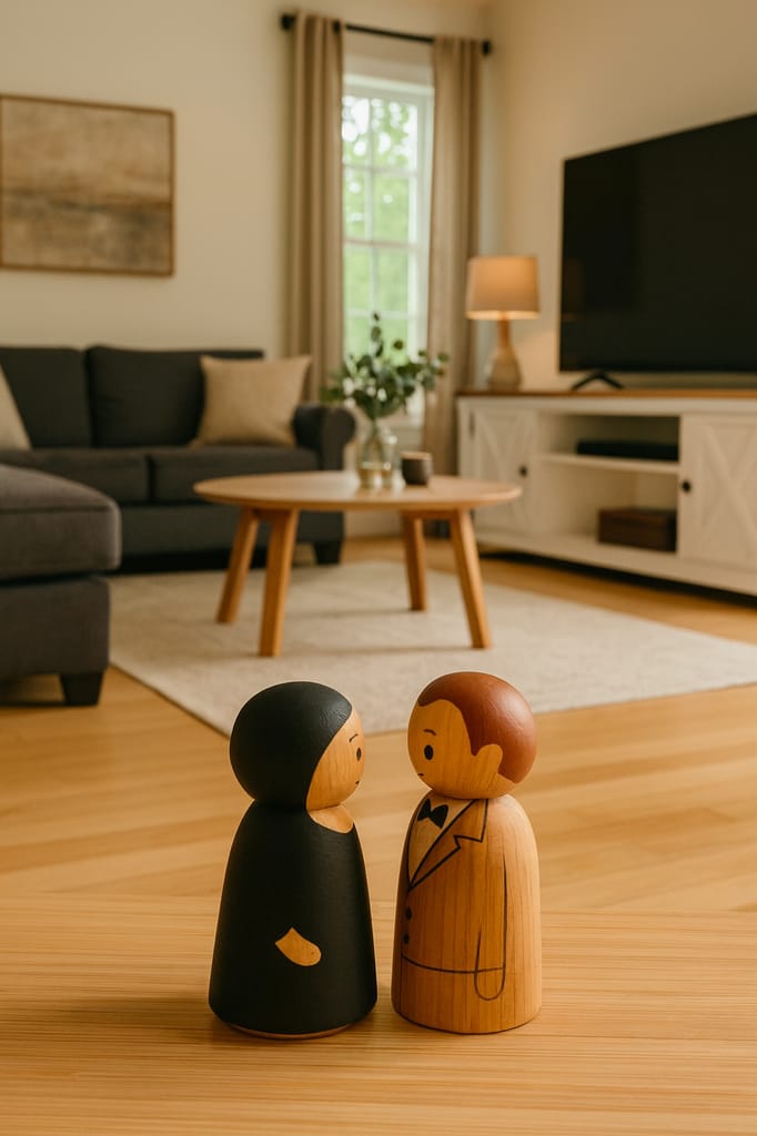 Handcrafted Wooden Couple Peg Dolls - Wedding, Anniversary & Home Decor Gift view 2