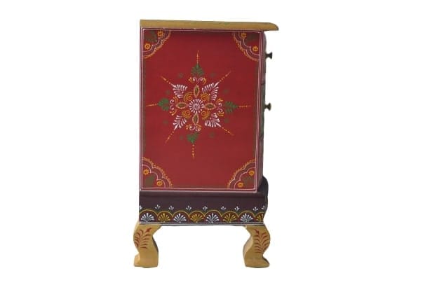Creative Handicrafts Modern Wooden Hand Painted 3 Drawer Bedside Office/Coffee Table for Living Room (Multicolour) view 2