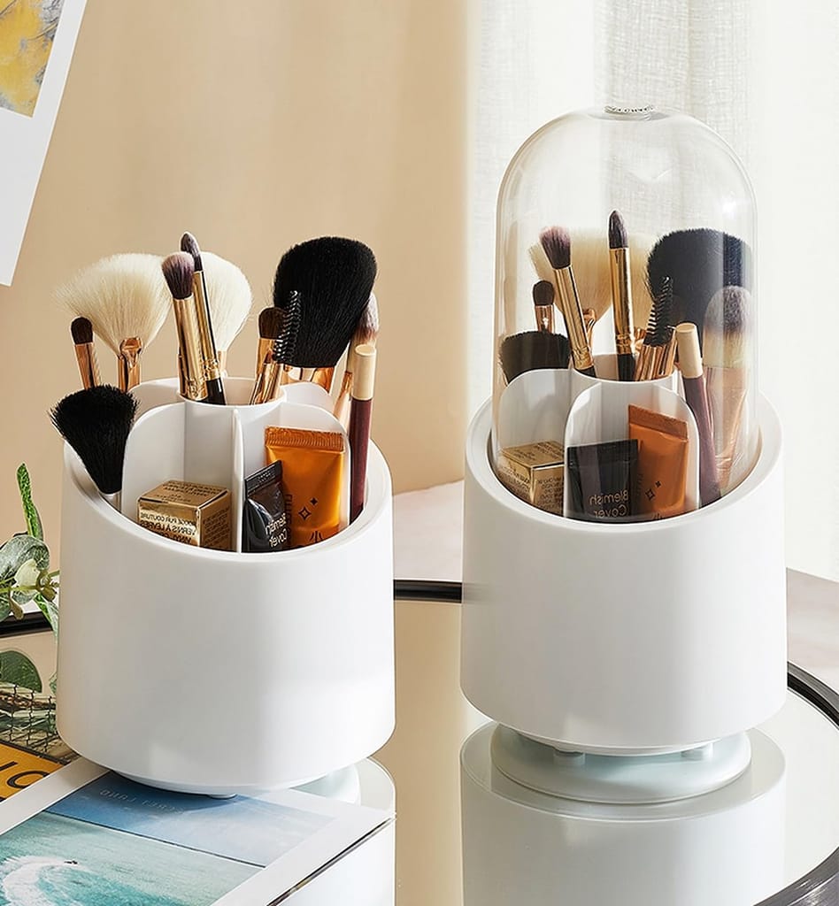 GLOWSERIE 360° Rotating Makeup Brush Organizer with Dustproof Cover