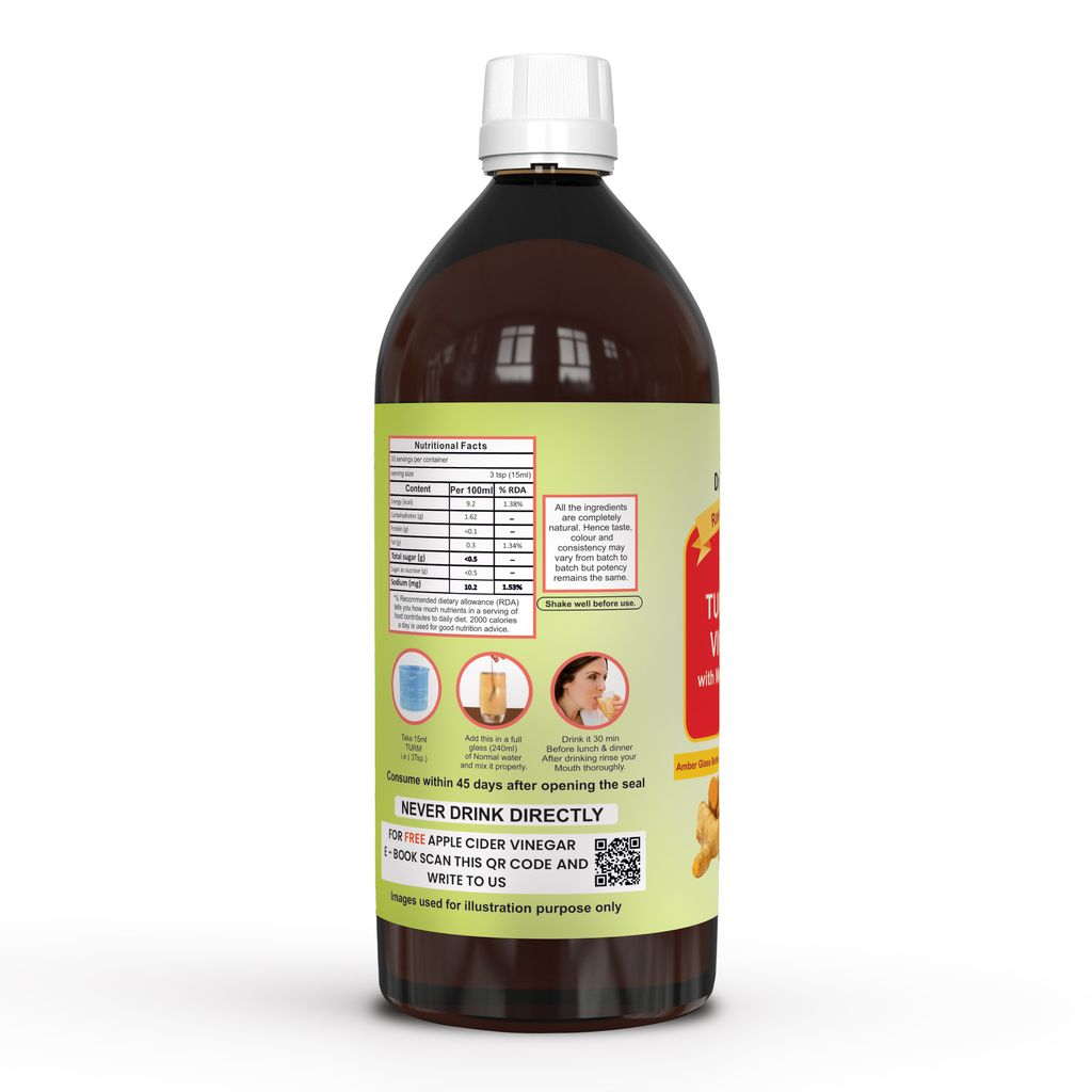 Dr. Patkar's Turmeric Vinegar with Black Pepper Extract | Immunity Booster for IBS & PCOS | Anti-Inflammatory Supplement with Natural Curcumin Extracts 500 ml view 2