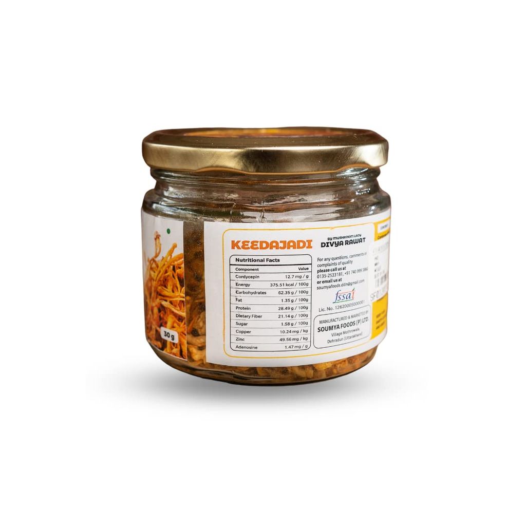 KEEDAJADI CORDYCEPS MILITARIS DIVYA RAWAT Dry Cordyceps Militaris Mushroom 30 Grams By The Mushroom Lady Divya Rawat - Flake view 2