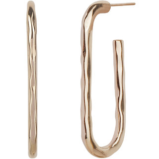 Designer Hamered Tone U Shape Earrings for Girls Earrings Color Golden Alloy Brass Copper Material Earrings for Women view 2