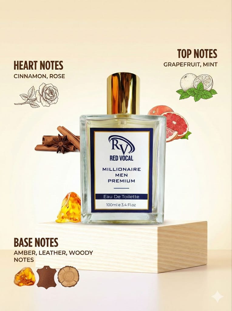 Red Vocal Millionaire Men Premium Perfume Eau De Toilette – 100ml Each | Bold, Luxurious & Long-Lasting Fragrance | Pack of 2 view 2