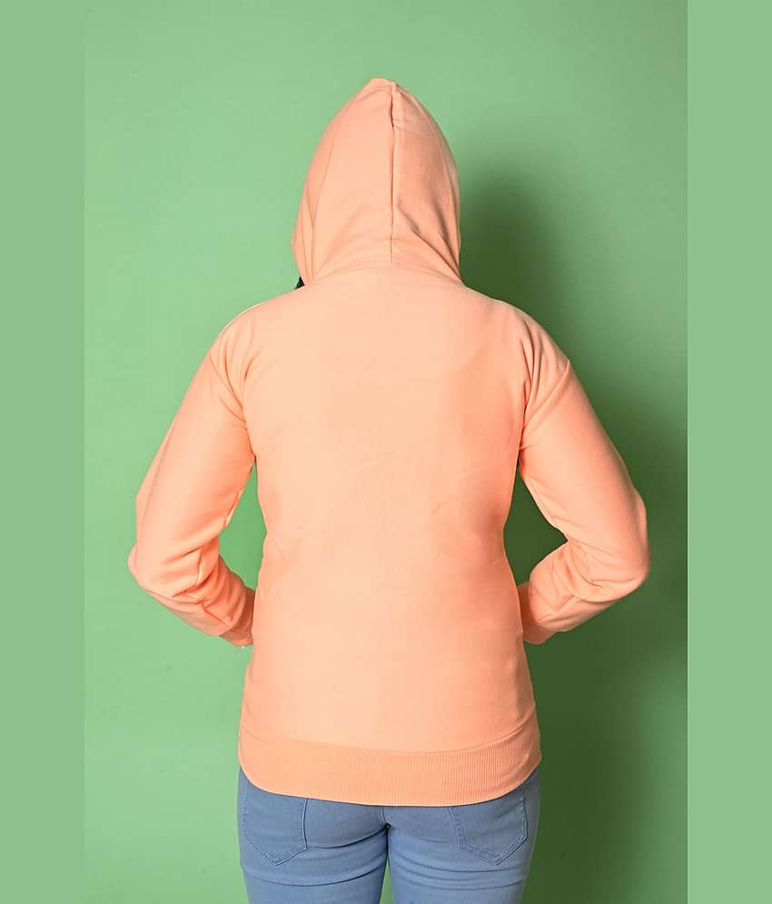 New Collection Women Cotton Fleece Hooded Pullover ( Peach ) view 2