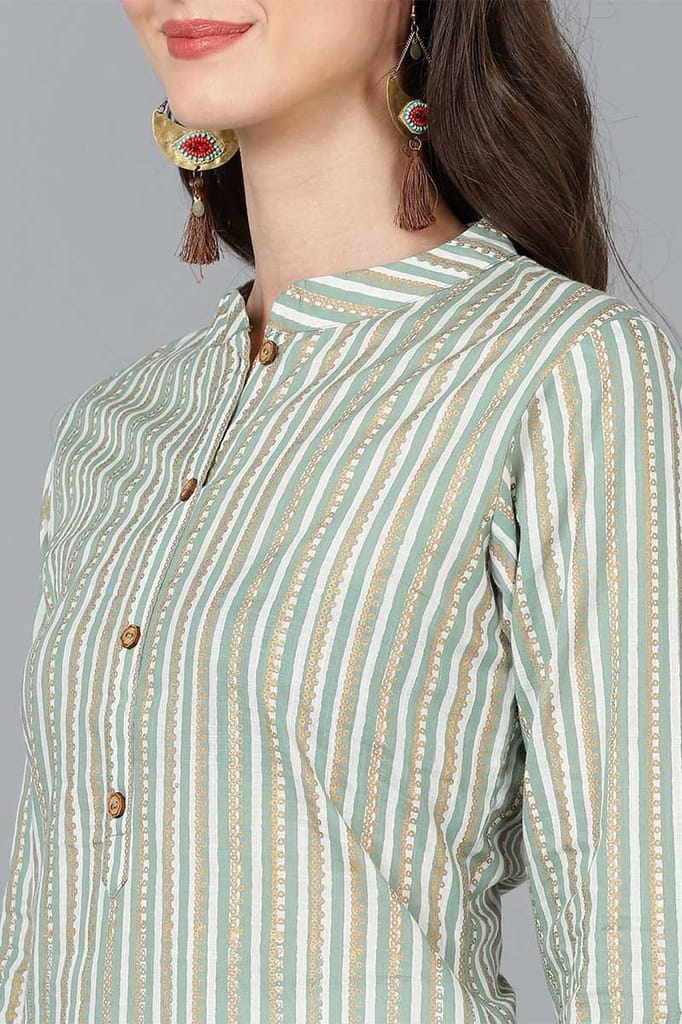 Light Green Cotton Straight Kurta VCK8769 view 2