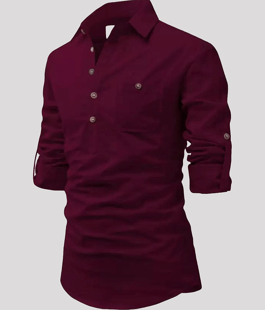 Life Roads Beige Cotton Men's Shirt Style Kurta ( Pack of 1 )