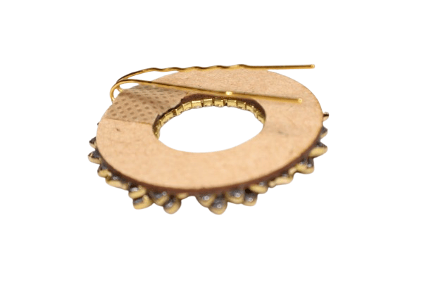 Blue & Gold Round Floral Hair Clip – Designer Stone Embellished view 2