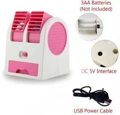 DAYBETTER� Mini AC USB Battery Operated Air Conditioner Mini Water Air Cooler Cooling Fan Duel Blower with Ice Chambe Perfect for Temple,Home,Kitchen USE, Study Many MULTICOLOURS view 2