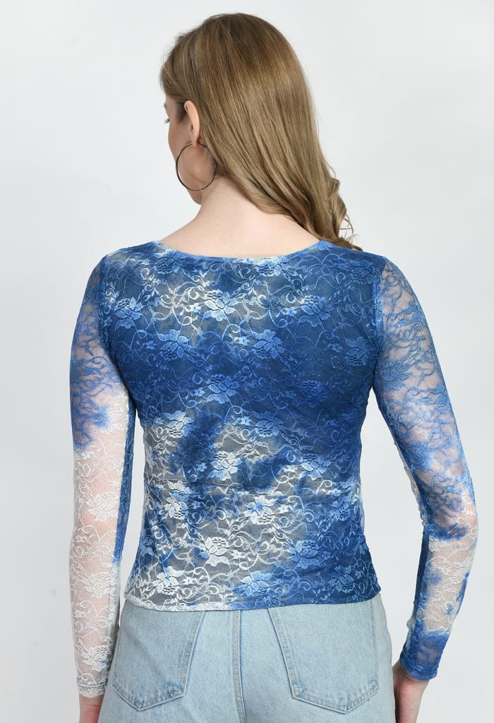 Women Trendy Luminous Lace Sheath Party Top view 2
