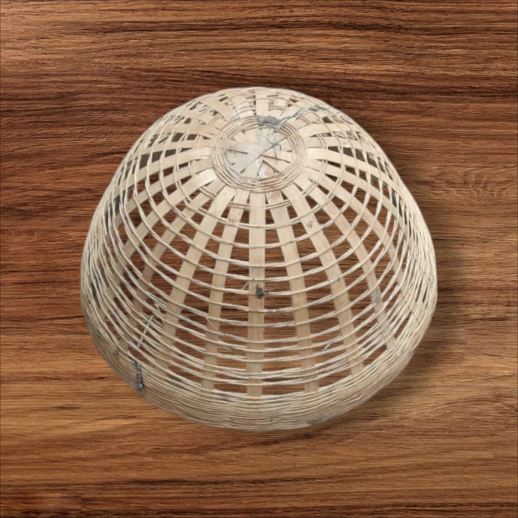 Handcrafted Bamboo Dome Basket with Intricate Weave and Natural Brown Finish view 2