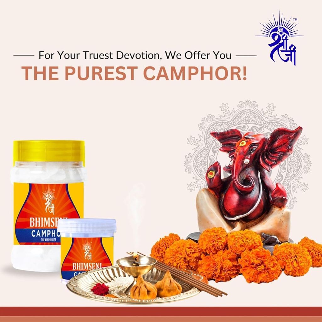Shri Shriji Flam Pure Bheemseni Camphor � Natural & Organic Kapoor Crystals, 50 g, Ideal for Pooja, Meditation & Home Aromatic Use, Eco-Friendly Pack of 1 (50gram) view 2