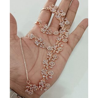 Vidya Balan Inspired Original Quality AAA CZ Stones Rosegold Jewellery Set view 2