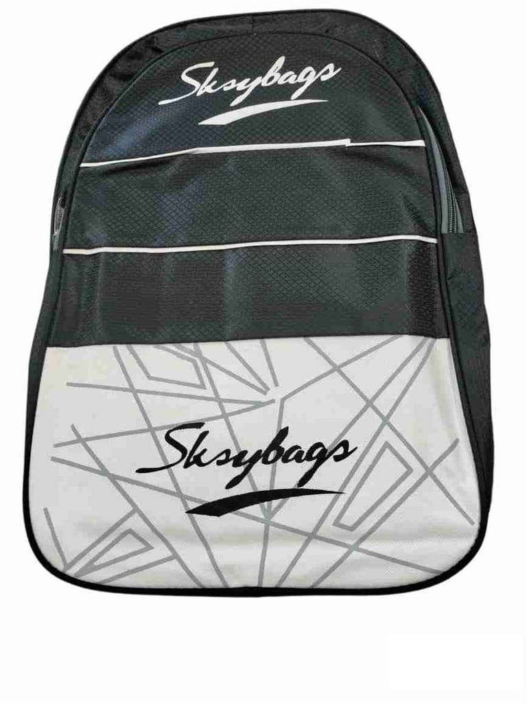 Unisex Black and White Geometric SCHOOL Print Backpack view 2