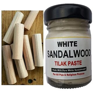 SnapSnop White Sandalwood Tilak Paste 50g in Jar Box, Safed Chandan Tika/Tilak Made with Pure and Rare Safed Sandalwood with Spiritural Mantra. Ready to use Tilak. view 2