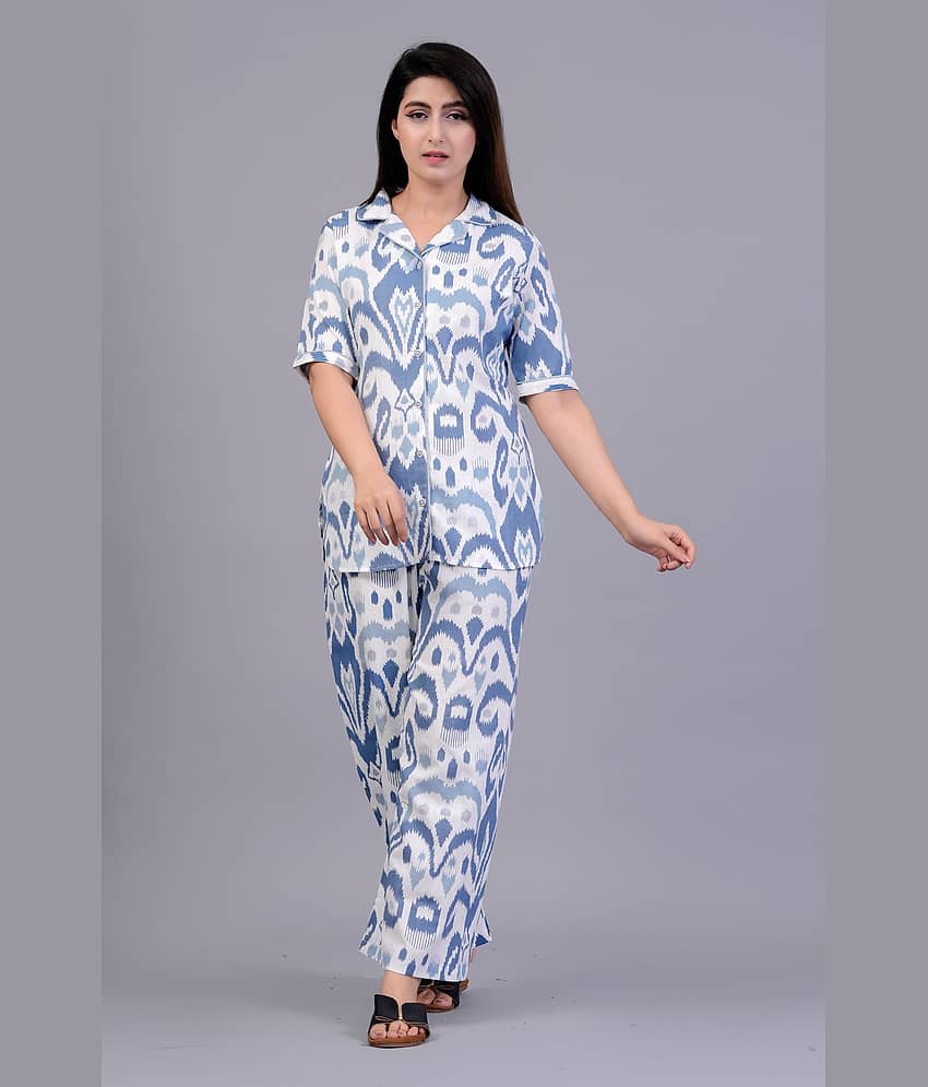 CTMTEX Brown,Blue Rayon Women's Nightwear Nightsuit Sets ( Pack of 1 )
