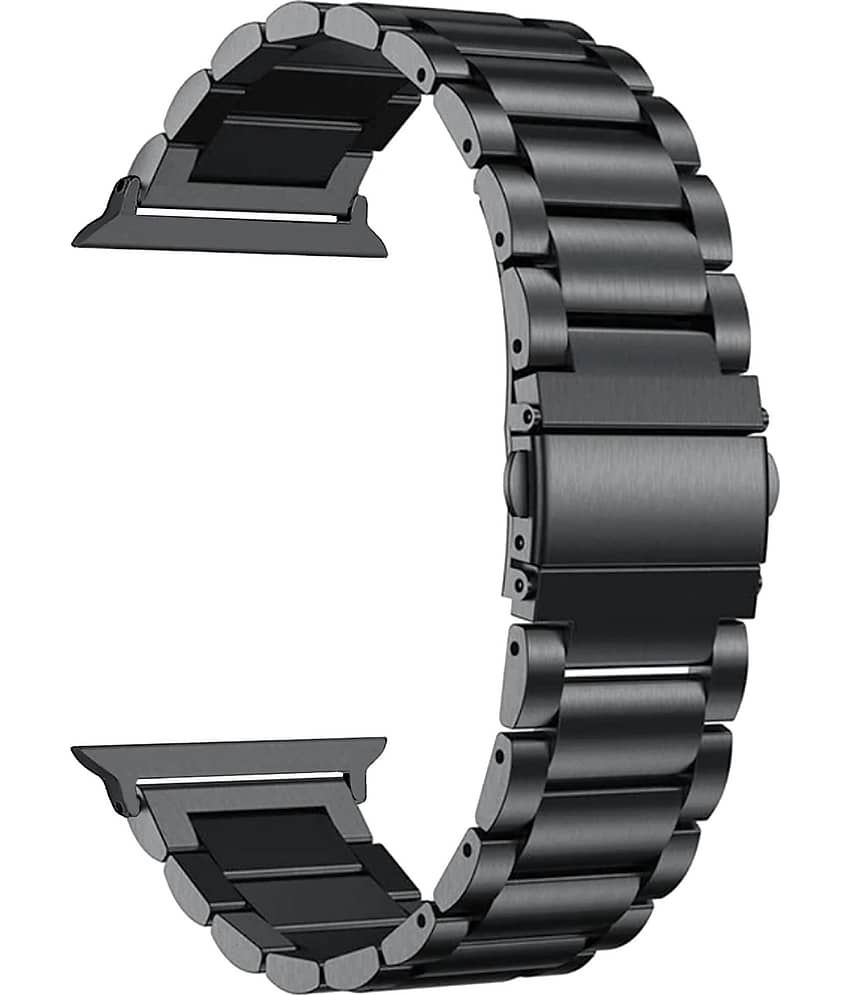 Lorenz Premium Stainless Steel Strap 42/44/45/49mm Compatible | Metal Link Bracelet Band with Butterfly Clasp | Adjustable Durable Band for Series 1-9, SE & Ultra (Black) view 2