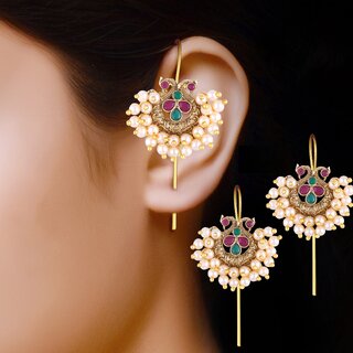 Vivastri Elite Charming Multi ear cuff Earring Pearl for Women and Girls [VIVA2692ERG-MULTI] view 2
