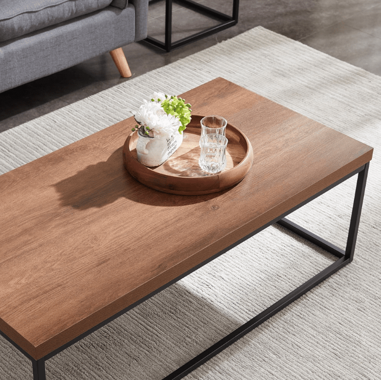 Next Bey Center Table With Black Finish and Wood Top view 2