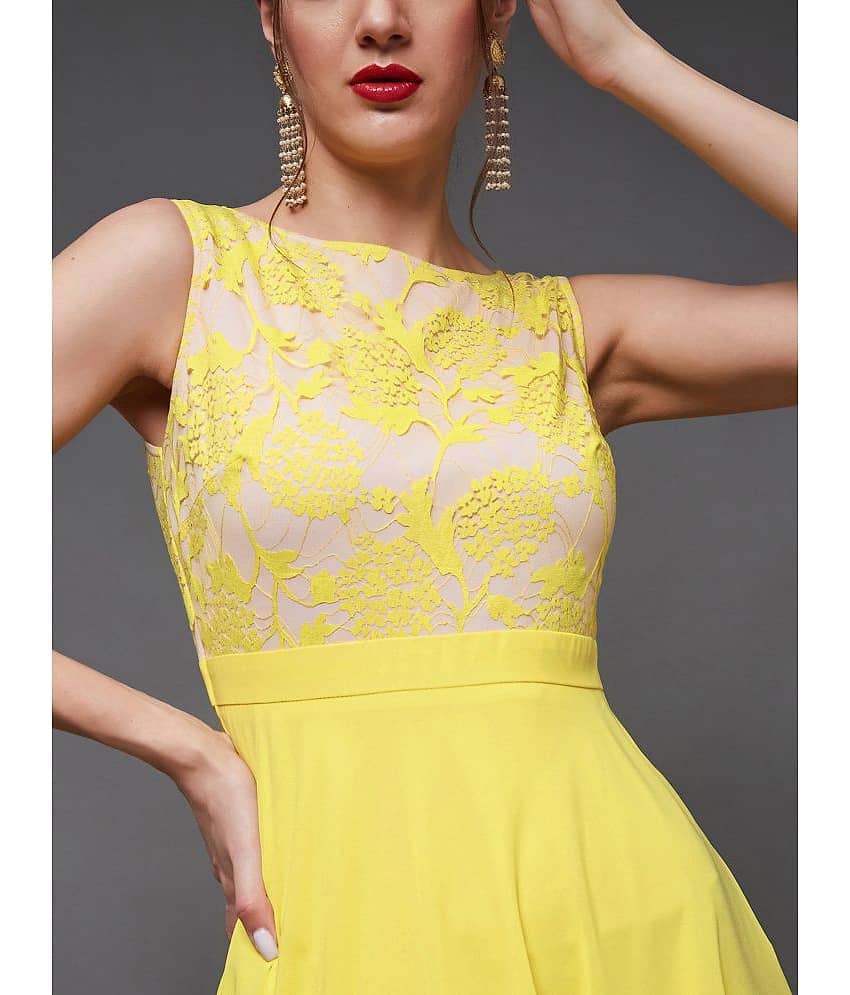 Miss Chase Women Georgette Printed Gown ( Yellow ) view 2