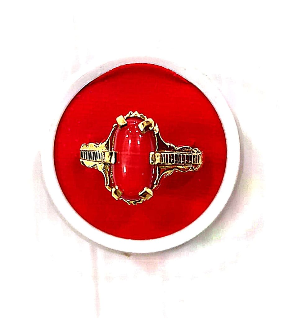 Red Stone Gold Plated Ring view 2
