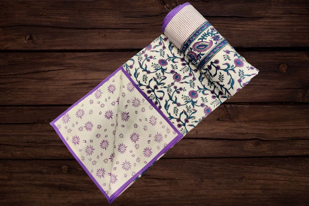 Cotton Blanket - Single Dohar ( 60 x 90 Inches) Purple Blue Net view 2